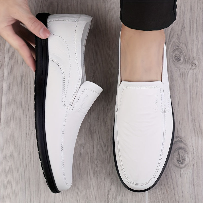 Men's Embossed Letter Loafer Shoes Non-slip Slip On Dress Shoes