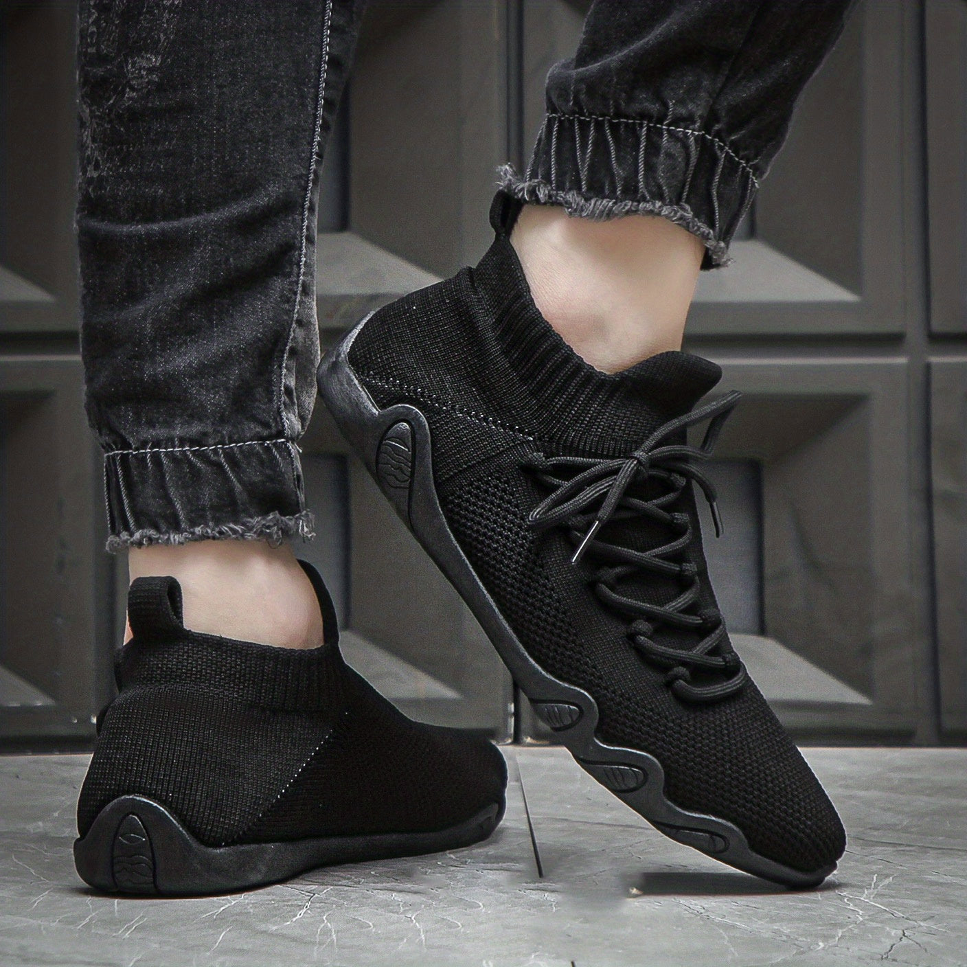 Men's Lightweight Knit Casual Shoes - Non Slip Sneakers