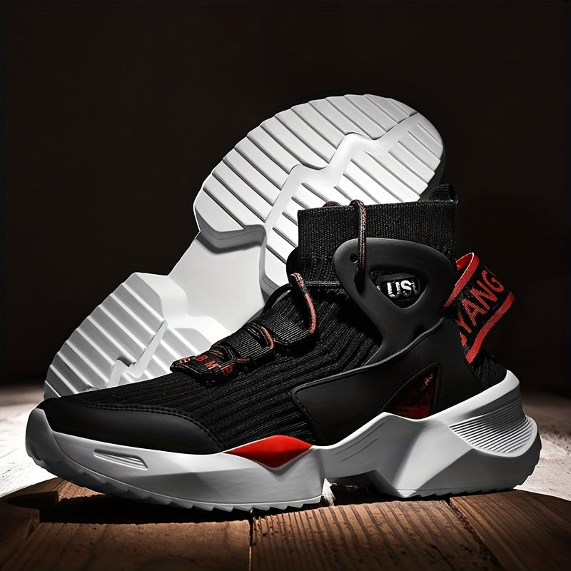 Men's High Top Knit Sneakers Lace Up Breathable
