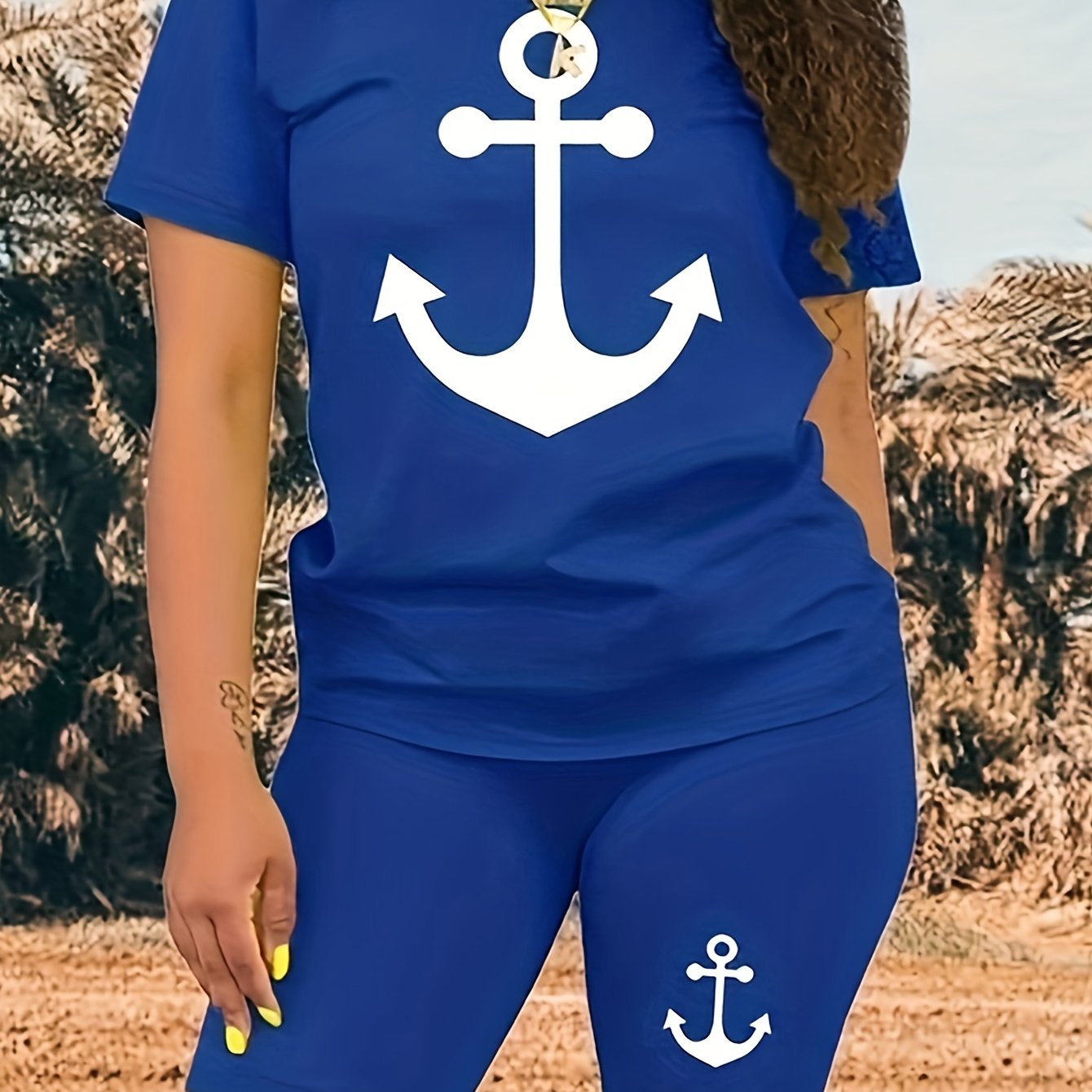 Anchor Print Short Sleeve Lounge Set