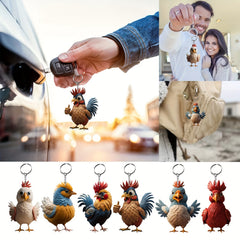 Acrylic Rooster Keychain Pendant Cock Series Backpack Ornament