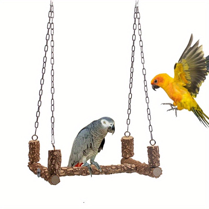 Bird Perch Parrot Station Holder Wood Stand Swing For Medium Large Parrot