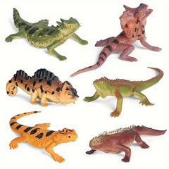 Realistic Reptile & Amphibian Toy Set, 6-Piece PVC Animal Figures for Education