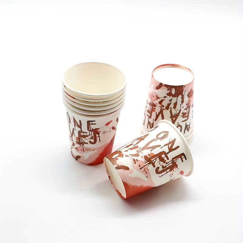 24pcs Halloween Disposable Dinner Cup Party Dinnerware Set Props
