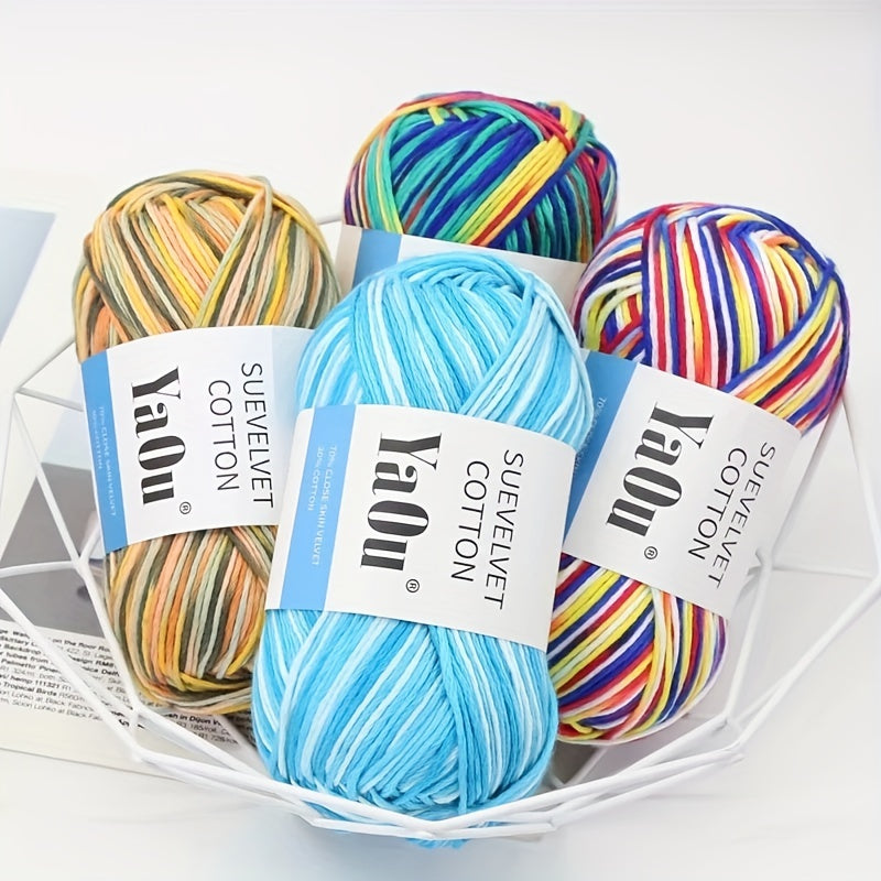 2pcs 8ply Wool Yarn Colorful Section Dyed Medium Thick Wool Towel Knitting 200m