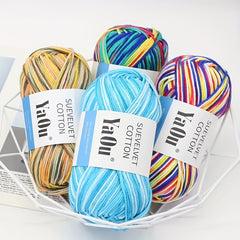 2pcs 8ply Wool Yarn Colorful Section Dyed Medium Thick Wool Towel Knitting 200m