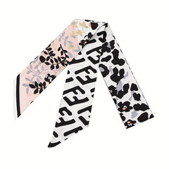 2pcs Pink Skinny Scarf Long Ribbon Neckerchief Twilly Scarf