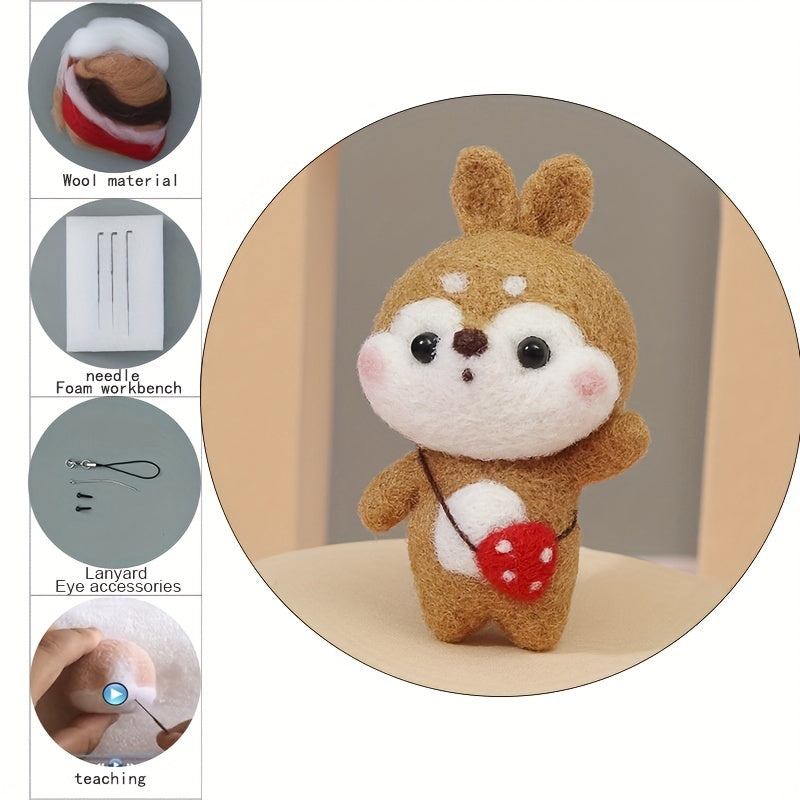 1pc Squirrel Wool Felt Poking Diy Material Bag Needle Felting Gift Sewing
