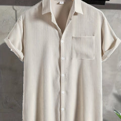 Men's Hawaiian Shirt Short Sleeve Chest Pocket Button Up