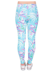 Flower Print Long Leggings High Waist Casual Stretchy All Seasons