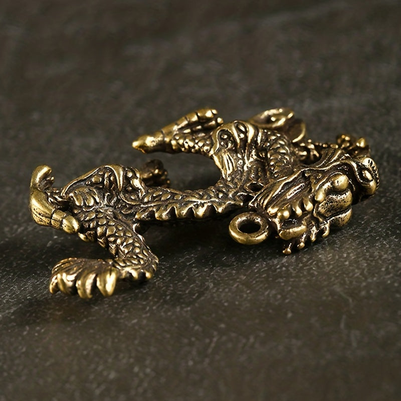 Chinese Dragon Brass Keychain Pendant DIY Copperware Decoration