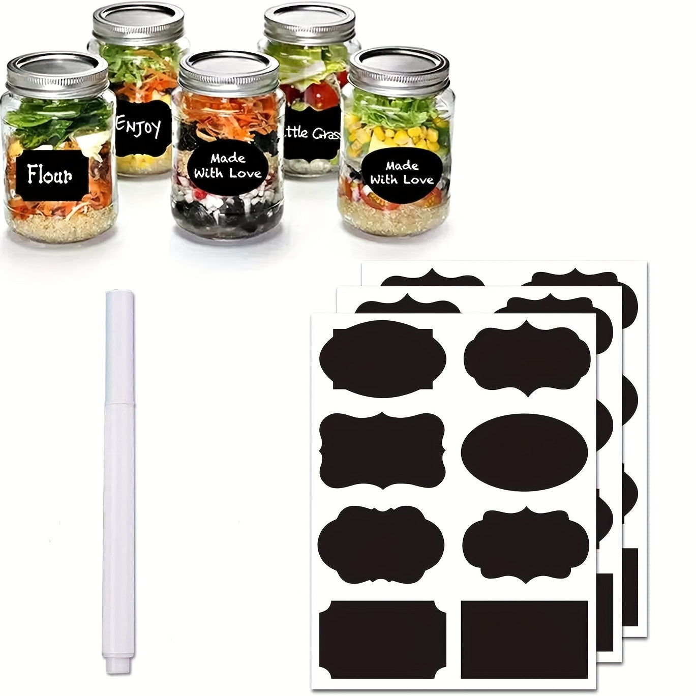 120pcs Erasable Blackboard Stickers Self Adhesive Waterproof Labels