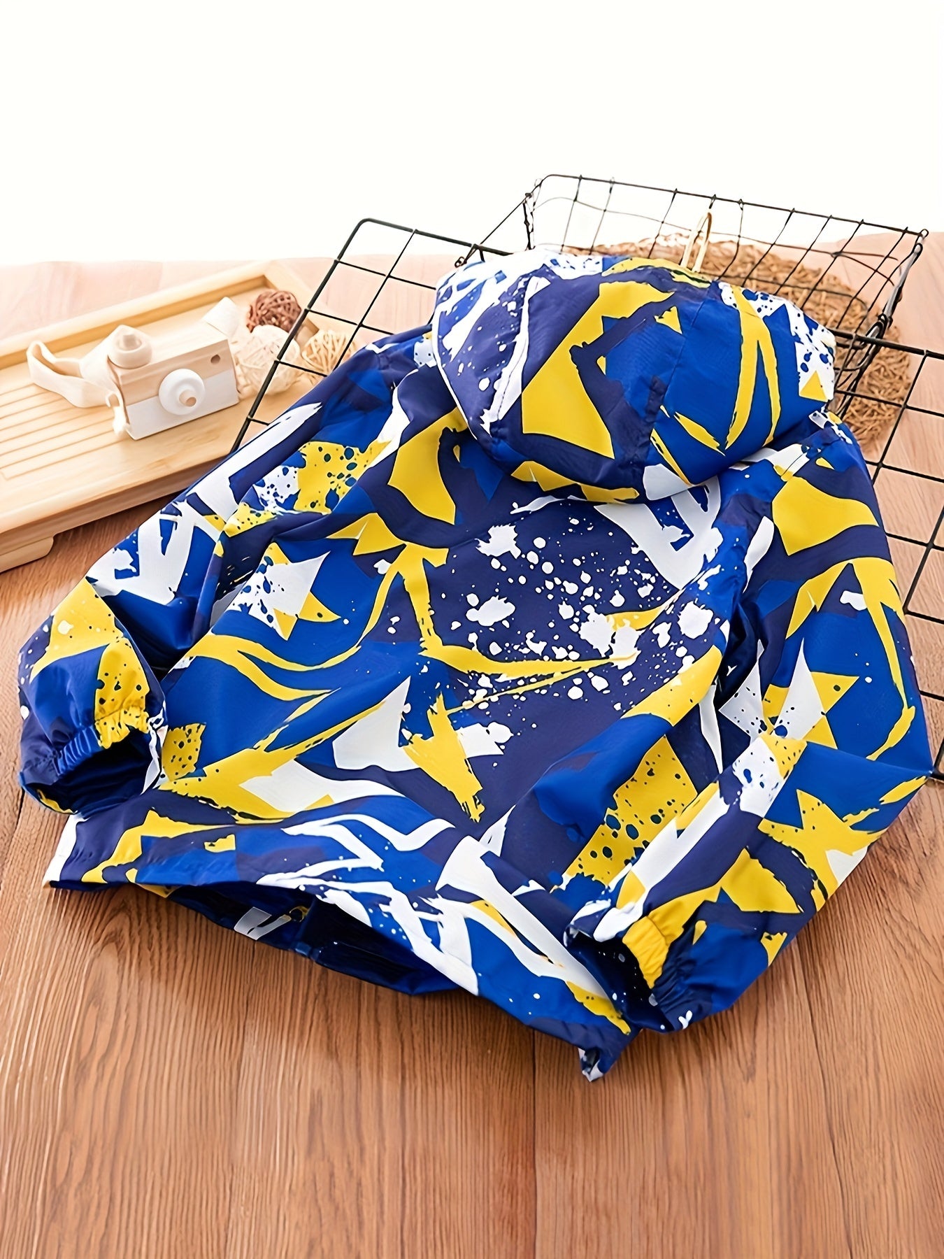 Boys Geometric Print Hooded Jacket
