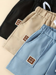 3PCS KNOW Pattern Boys Quick Drying Shorts for Summer