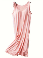 2-Pack Women's Plus Basic Nightdress Set Round Neck Soft Cami Dr