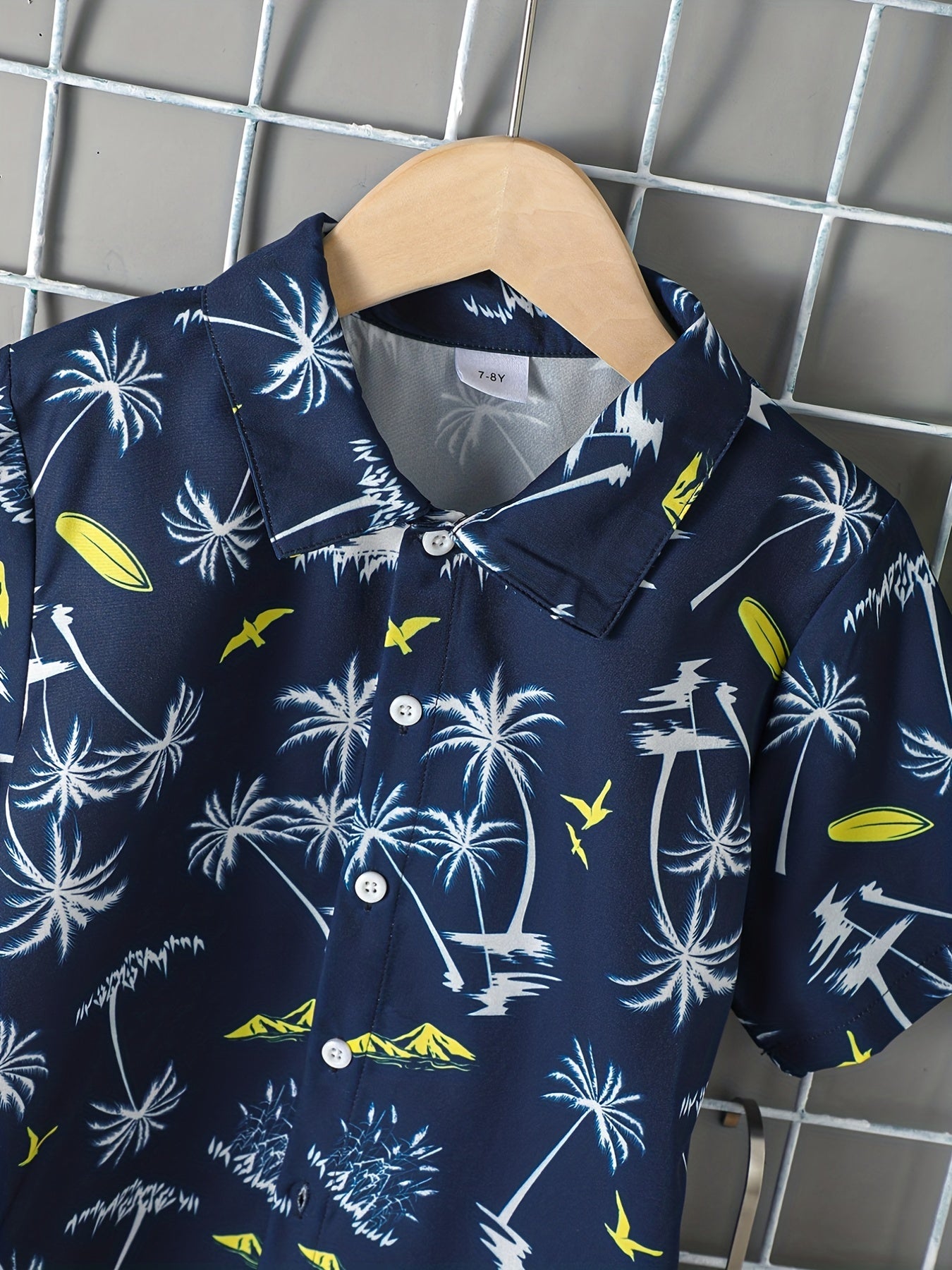 Boys Teen Coconut Tree Print Shirt & Shorts Set for Summer