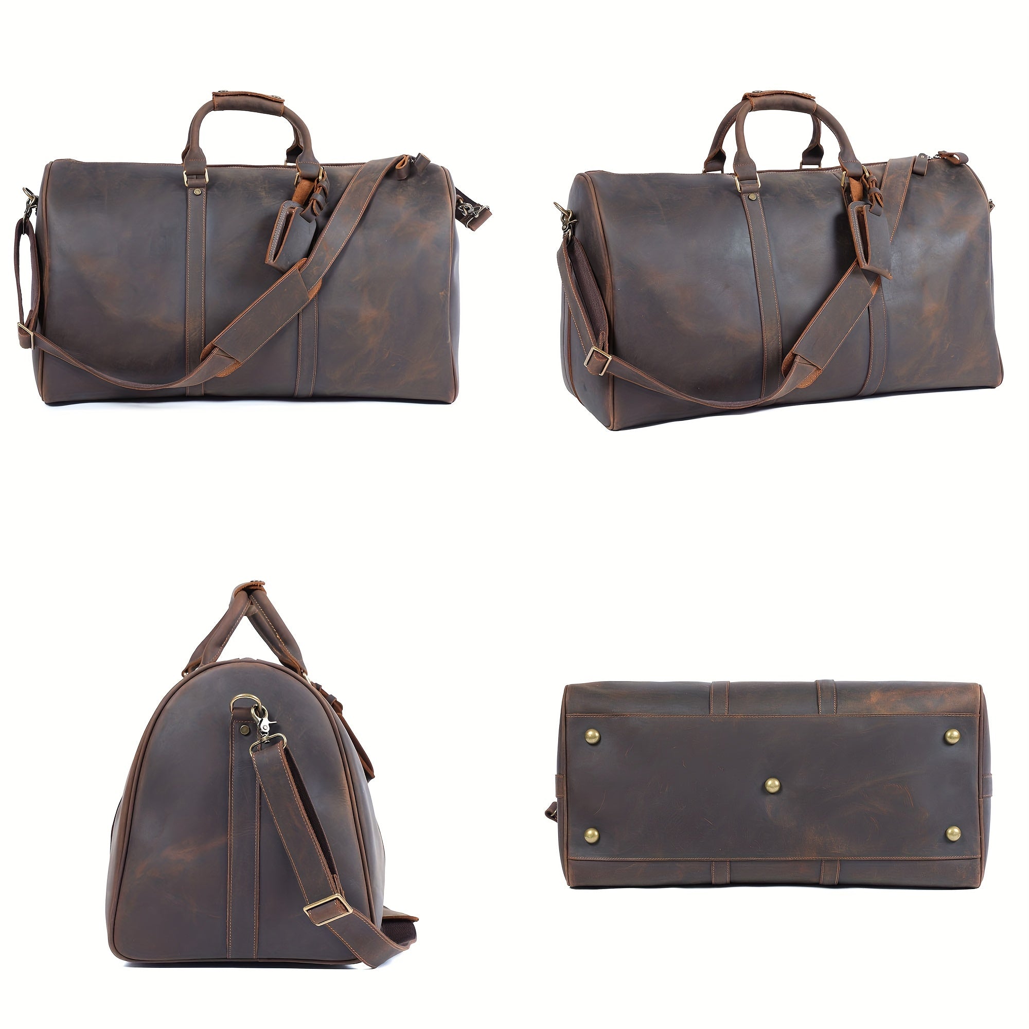 Men's Leather Travel Duffle Bag Vintage Large Capacity Fitness Gym Bag