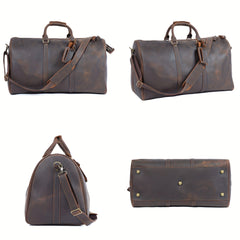 Men's Leather Travel Duffle Bag Vintage Large Capacity Fitness Gym Bag