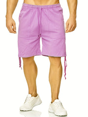 Men's Casual Solid Waist Drawstring Linen Shorts For Summer