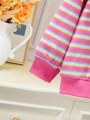 Girls' Striped Crew Neck Sweatshirt Pullovers for Casual Outfit