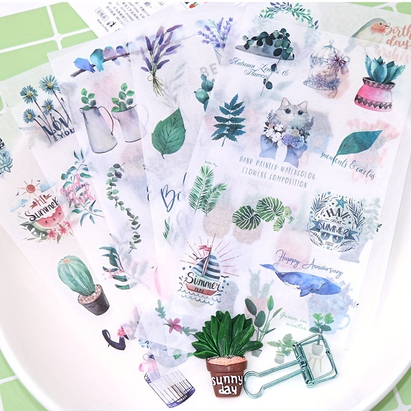 6pcs Creative Washi Paper Stickers Set for Artistic Creations