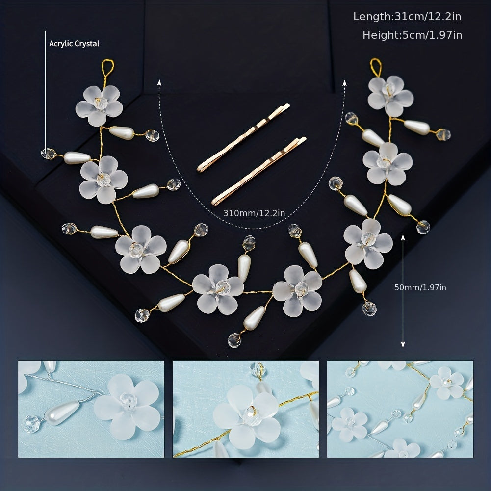 Faux Pearl Flower Hairband Headband Bridal Wedding Party Favor Decorations