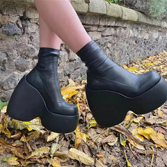 Women's Chunky Heel Short Boots Thermal Square Toe Faux Leather Boots