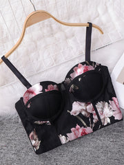 Floral Print Cami Corset Bustier Push Up Tummy Control Slimmer Body Shaper