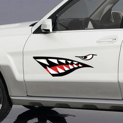 2pcs Shark Teeth Large Waterproof Sticker Removable Decals