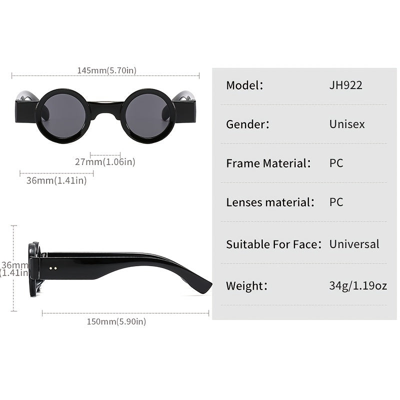 Round Frame Vintage Sunglasses Gradient Y2K Travel Shades