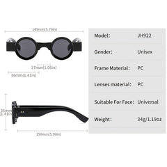 Round Frame Vintage Sunglasses Gradient Y2K Travel Shades