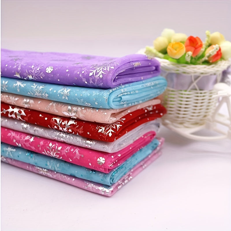 1 Yard Snowflake Tulle Rainbow Silvery Snow Star Fabric