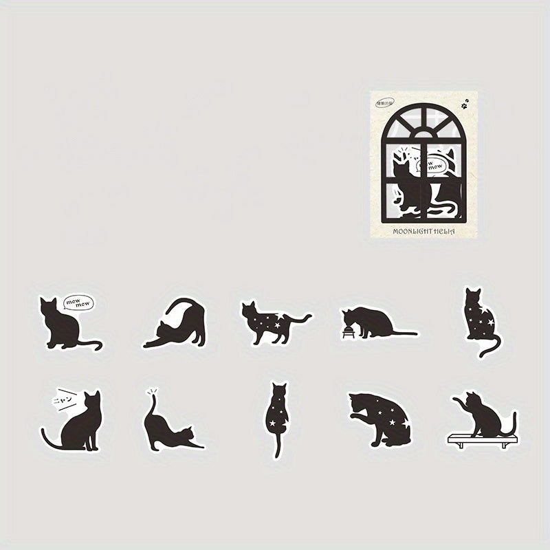 20 Sheets Cat Mixed Hollow Stickers for DIY Craft Journal