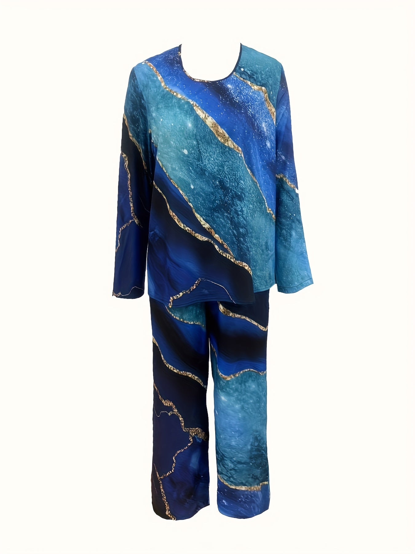 Women's Plus Marble Print 2 Piece Set