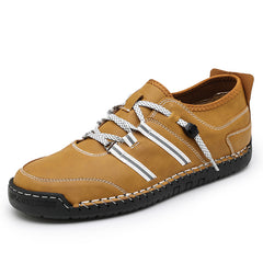 Men Leather Stitch Loafer Shoes Slip On Lightweight Dress Shoes