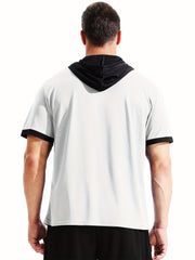 Men Hooded T shirt Active Stretch Moisture Wicking Hooded Top
