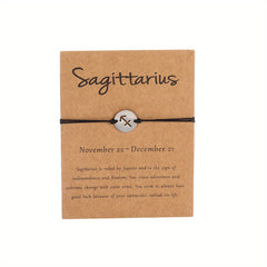 12 Constellation Wax Rope Braided Couple Bracelet Adjustable Hand Bracelet