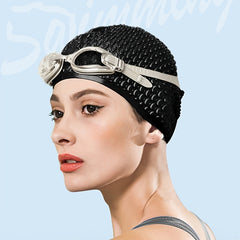 Silica Gel Particles Droplet Shaped Swimming Cap for Comfort & Protection