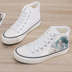 Anime Girl Plush Lined Chunky Sneakers Canvas High Top Shoes