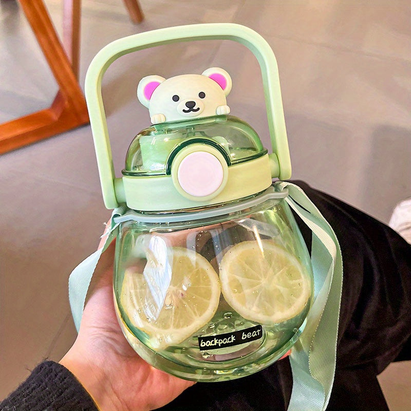 27oz Leak Proof Corgi Water Bottle with Straw & Strap for Girls