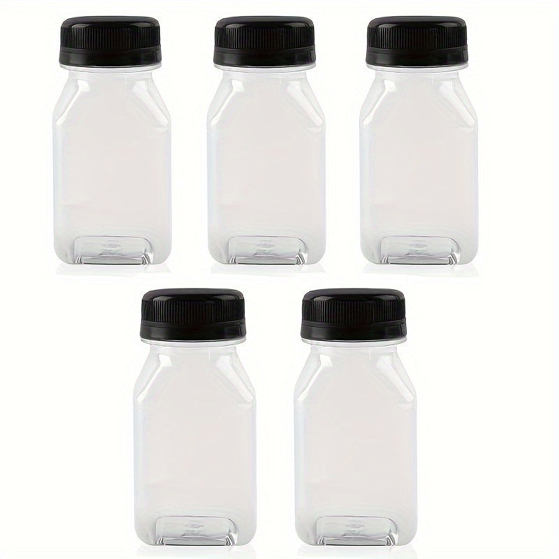 5pcs 4oz Plastic Square Juice Bottle 120ml Disposable Beverage Bottle