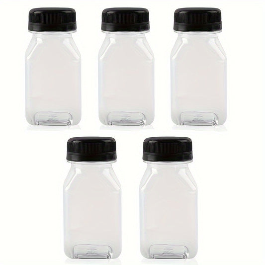 5pcs 4oz Plastic Square Juice Bottle 120ml Disposable Beverage Bottle