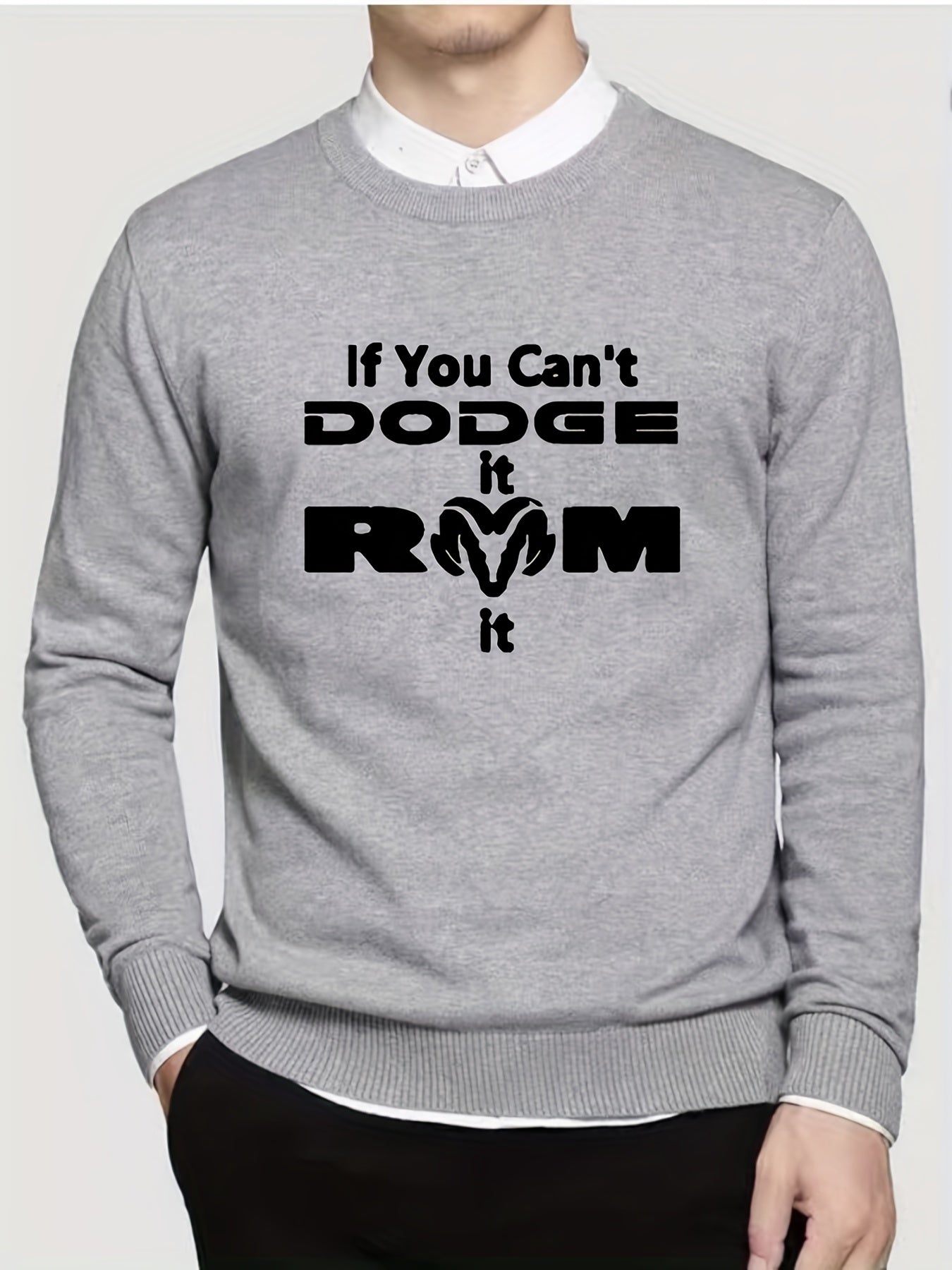 Slogan Print Knitted Sweater for Men