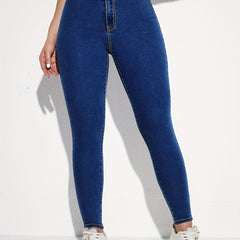 Slim Fit Skinny Jeans High Stretch Button Closure Women's Denim Jeans