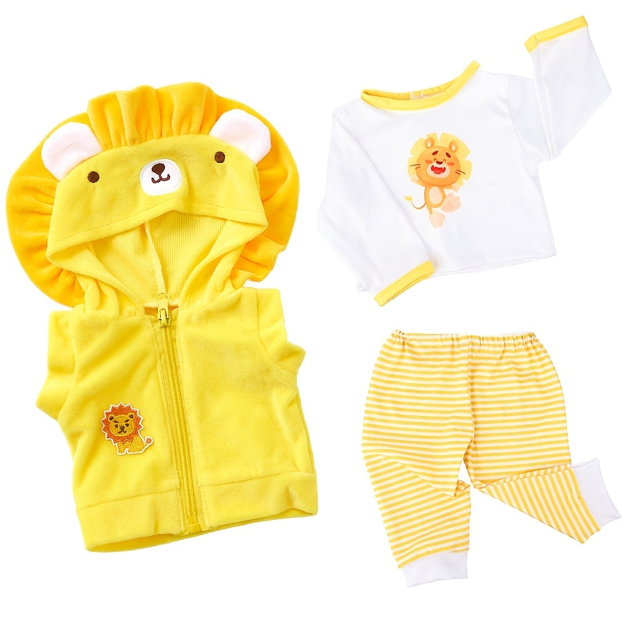 Lion Pattern Dolls Clothes Set - Outfit Pants Jacket - Easter Bunny Toy