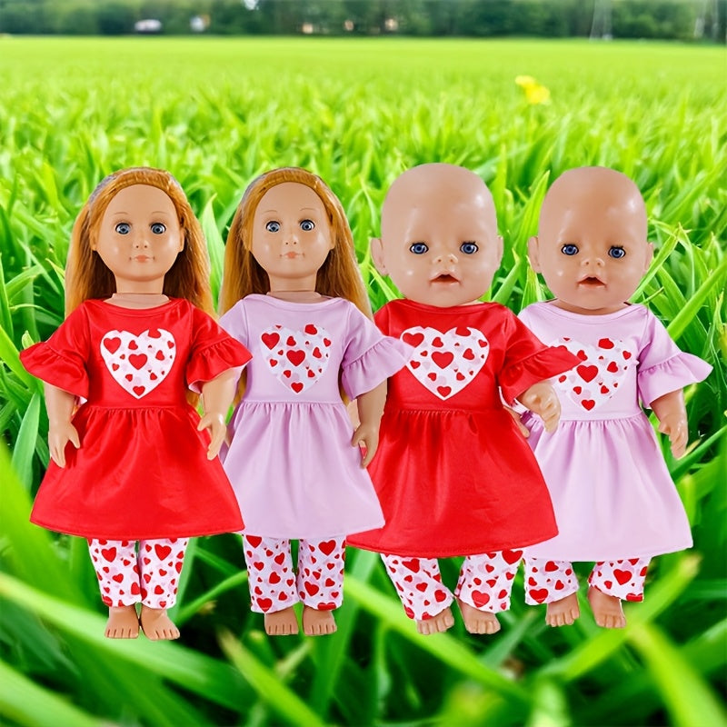 Cute Doll Outfit for 15-17 Inch Dolls - Heart Skirt & Pant Set