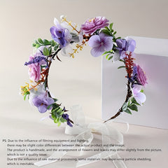 Bohemian Floral Headband Purple Pink Flowers Hair Accessory Weddings