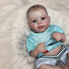 19" Detailed Baby Boy Reborn Doll Full Body Vinyl Painted Hair