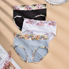 3 Pack Plus Size Panties Set - Floral Print - Medium Stretch Comfort