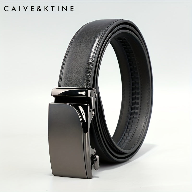 Caivektine Men's Cowhide Belt Business Pants Zinc Alloy Casual Automatic Buckle
